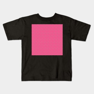 White polka dots on pink fuchsia background Kids T-Shirt